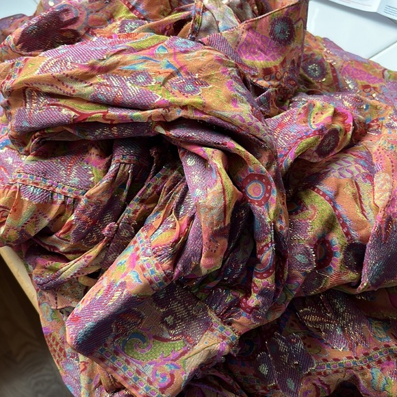 NWT Free People Paisley Chiffon Maxi Dress Silk Blend Small - Picture 15 of 15